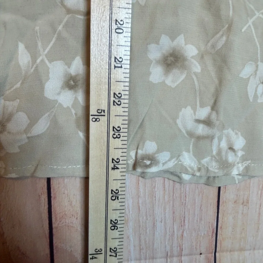 Worthington Midi Skirt‎ Womens 10 Tan Floral Rayon A-Line Cottagecore Vintage